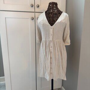 Urban Outfitters | Blake Button-Down Frock Dress | Linen | Large